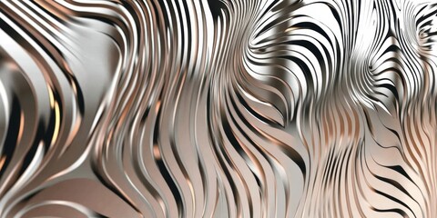 A silver and gold wave pattern with a black and white stripe. The pattern is very abstract and has a futuristic feel to it