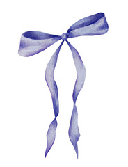 Watercolor illustration of bow in yellow colors. Vintage clipart. Bow logo. Bow postcard template. Bow wedding invitation.