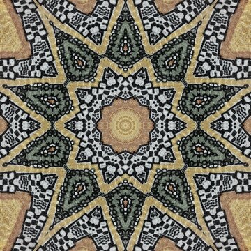 Traditional design with phulkari kalamkari motifs from Pakistan and Indian culture. Geometric ethnic floral pattern for carpet dupatta batik embroidery. Panjabi Digital print as boho Aztec texture art