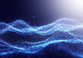 Abstract Blue Particle Waves Flowing Softly. AI Generated