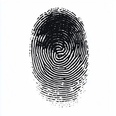 Intricate patterns of a black fingerprint set against a clean white backdrop