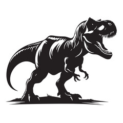 Black Color Tyrannosaurus rex Silhouette Vector Illustration, Solid White Background