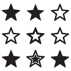 Star vector icons. Set of star symbols Silhouette Vector Black. with white background