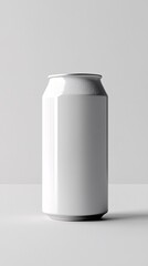 White blank soda can with condensation on light background