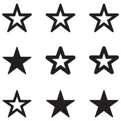 Obraz premium Star vector icons. Set of star symbols Silhouette Vector Black. with white background