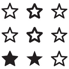 Star vector icons. Set of star symbols Silhouette Vector Black. with white background