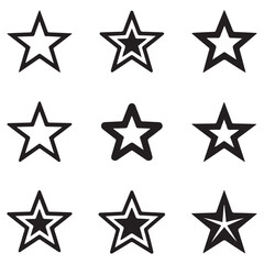 Star vector icons. Set of star symbols Silhouette Vector Black. with white background