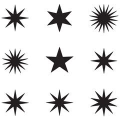 Star vector icons. Set of star symbols Silhouette Vector Black. with white background