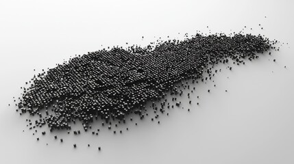 Abstract Arrangement of Small Black Cubes on a White Surface