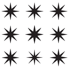 Obraz premium Star vector icons. Set of star symbols Silhouette Vector Black. with white background