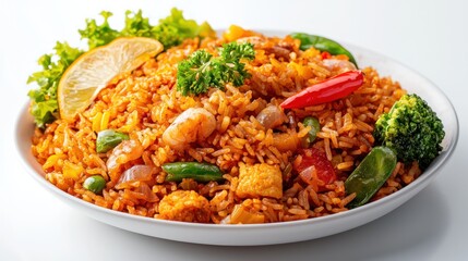 Fototapeta premium Fried Rice and Vegetable Jambalaya