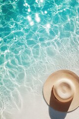 Relaxing summer day by the poolside tropical paradise image of water and hat bright atmosphere aerial perspective leisure concept