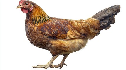 Fototapeta premium Beautiful Rustic Brown Chicken Walking Gracefully in Natural Habitat