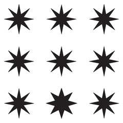 Star vector icons. Set of star symbols Silhouette Vector Black. with white background