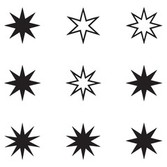 Obraz premium Star vector icons. Set of star symbols Silhouette Vector Black. with white background