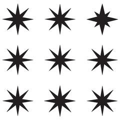 Obraz premium Star vector icons. Set of star symbols Silhouette Vector Black. with white background