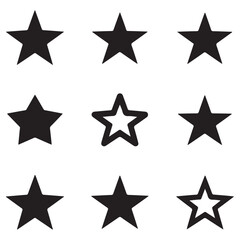 Star vector icons. Set of star symbols Silhouette Vector Black. with white background