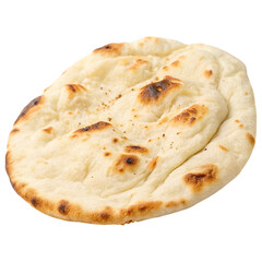 Soft, warm naan bread with a slightly charred surface, ideal for pairing with various dishes or enjoying on its own.