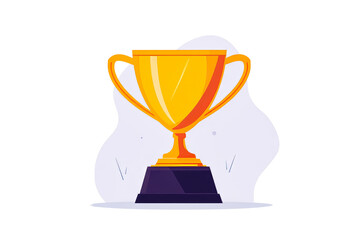 Golden trophy cup design, isolated on background, for success, cut out transparent