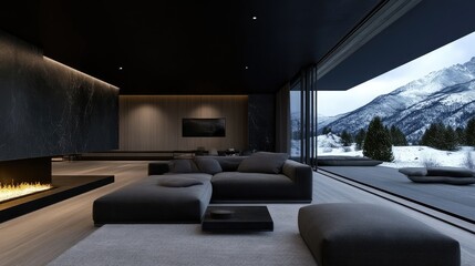Modern mountain chalet living room