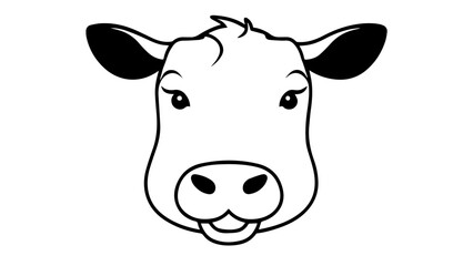 funny cow cartoon outline shape line art