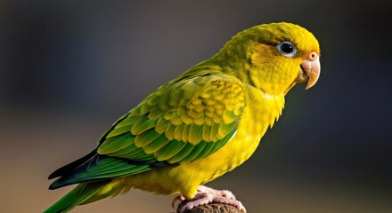 Fototapeta premium A golden parakeet glowing in the morning sunlight-