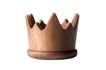Wooden crown with vertical wood grain and decorative edges, cut out transparent