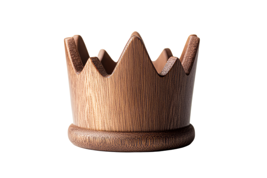 Wooden crown with vertical wood grain and decorative edges, cut out transparent