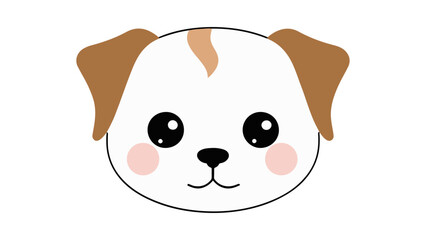 Illustration of a Cute Dog Face with Adorable Expression and Brown-Eared Design