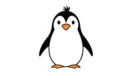 Cute Illustration of a Penguin Character with Orange Beak and Feet, Adorable penguin character illustration