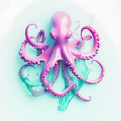 Fototapeta premium Abstract Watercolor Octopus Art