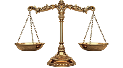 Symbol of Justice: A detailed, close-up view of a classic scales of justice, symbolizing balance, fairness, and the legal system. The metallic gleam reflects integrity, law, and the pursuit of truth.