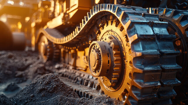 Intricate details of mining equipment gears showcase power and precision of machinery