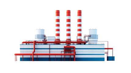 Obraz premium Industrial complex with red and white stripes, cut out transparent