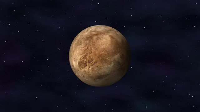 Pluto - Rotating 3D Planet On Space Background Loop