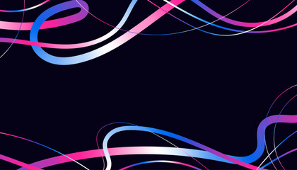 Hand Drawn Abstract Wavy Lines and Scribble Sketches with Vibrant Colors on a Black Background. Playful geometric fluid organic shapes isolated. Trendy colorful freehand line doodles.