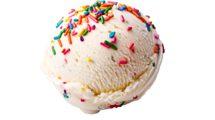A scoop of ice cream with sprinkles, cut out transparent