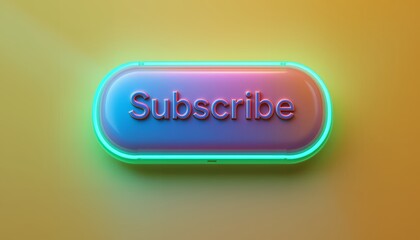 A 3D subscribe button with glowing text and outline on a minimal background. Ideal for social media, marketing, and content creation visuals