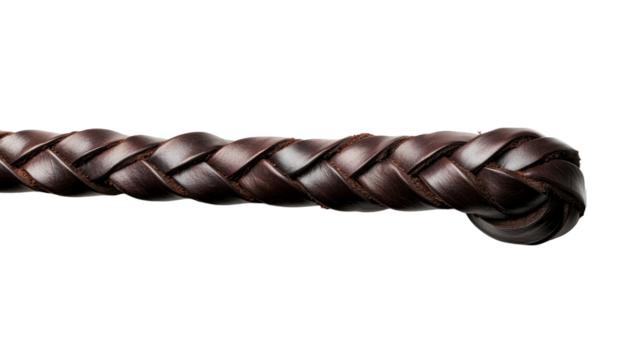 Braided Brown Leather, Close-up Texture, Dark Tone, Knot, Cut out transparent