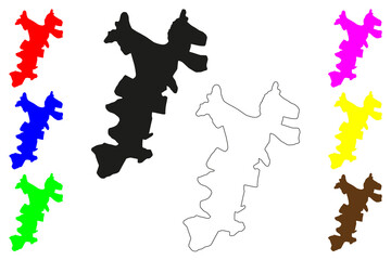 Darjeeling city (Republic of India, State of West Bengal) map vector illustration, scribble sketch Darjeeling map