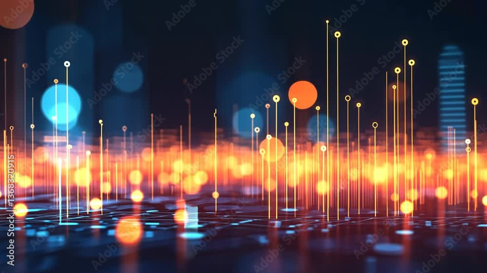 Poster digital stream background showcasing vibrant lights and patterns generative ai