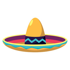 Colorful Vector Illustration of a Traditional Mexican Sombrero Hat for Cultural and Festive Designs