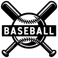 Baseball Icon: A dynamic vector illustration showcases the essence of baseball with crossed bats and a baseball, embodying energy and passion.