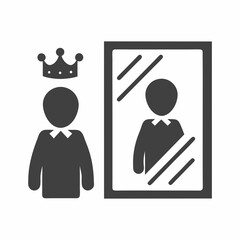 Minimal Person Reflection Vector Illustration with Crown Design.