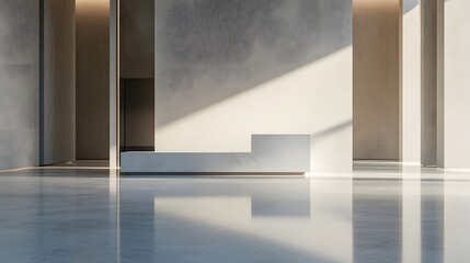 Obraz premium 30. A sleek, reflective podium in a bright, spacious room, with ample space for showcasing a luxury item