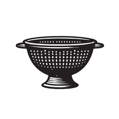 Black Color Colander Silhouette Vector Illustration, Solid White Background