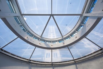 Large skylights in white room