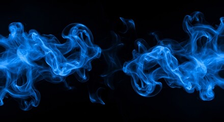 Obraz premium Abstract Blue Smoke Swirls Dark Background. AI Generated