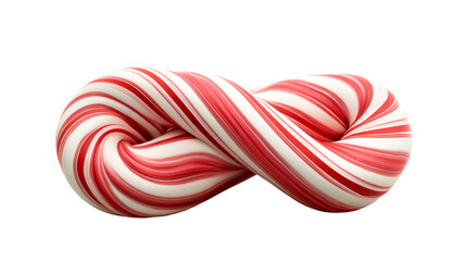 Fototapeta premium Red and white striped candy cane in infinity shape, cut out transparent