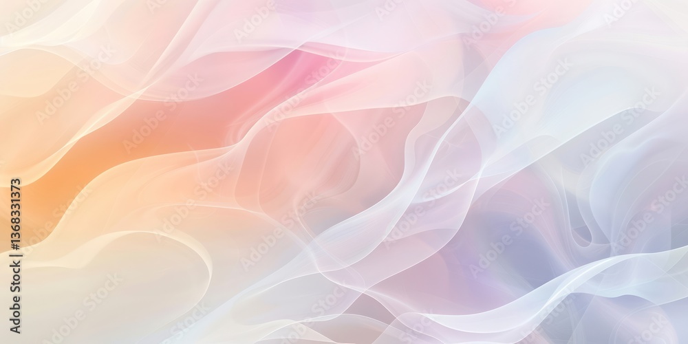 Wall mural soft thin transparent curve wave flowing pink blue pastel abstract light backgrounds colors gradient